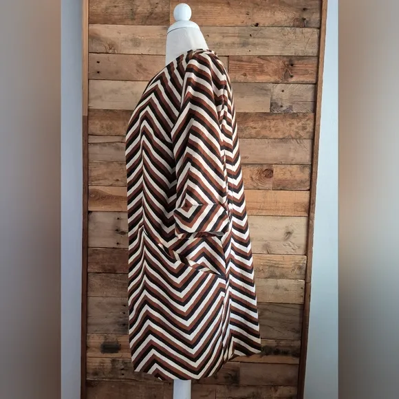 Anthropologie Eva Franco Chevron Striped Open Cardigan Swing Duster Car Coat