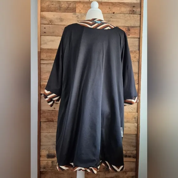 Anthropologie Eva Franco Chevron Striped Open Cardigan Swing Duster Car Coat