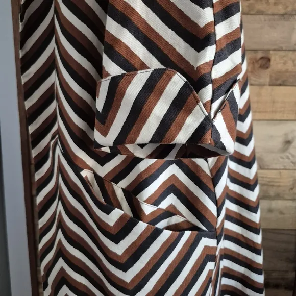 Anthropologie Eva Franco Chevron Striped Open Cardigan Swing Duster Car Coat
