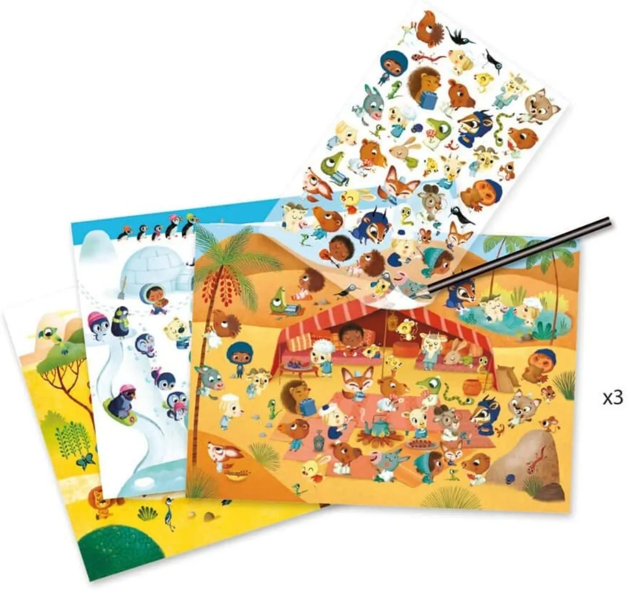 Around the World Transfers Craft Kit by Djeco, Ages 4 