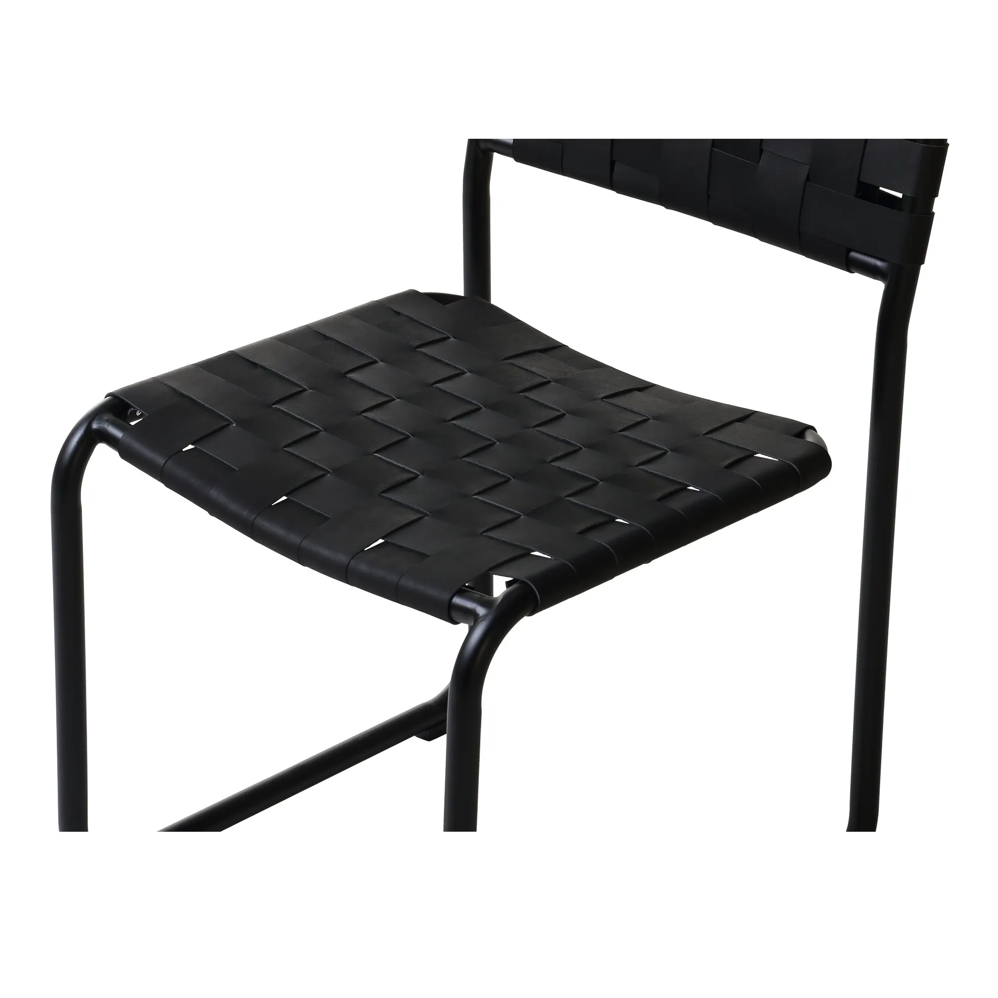 Artisanal Woven Dining Duo - Elegant Iron & Leather Seats