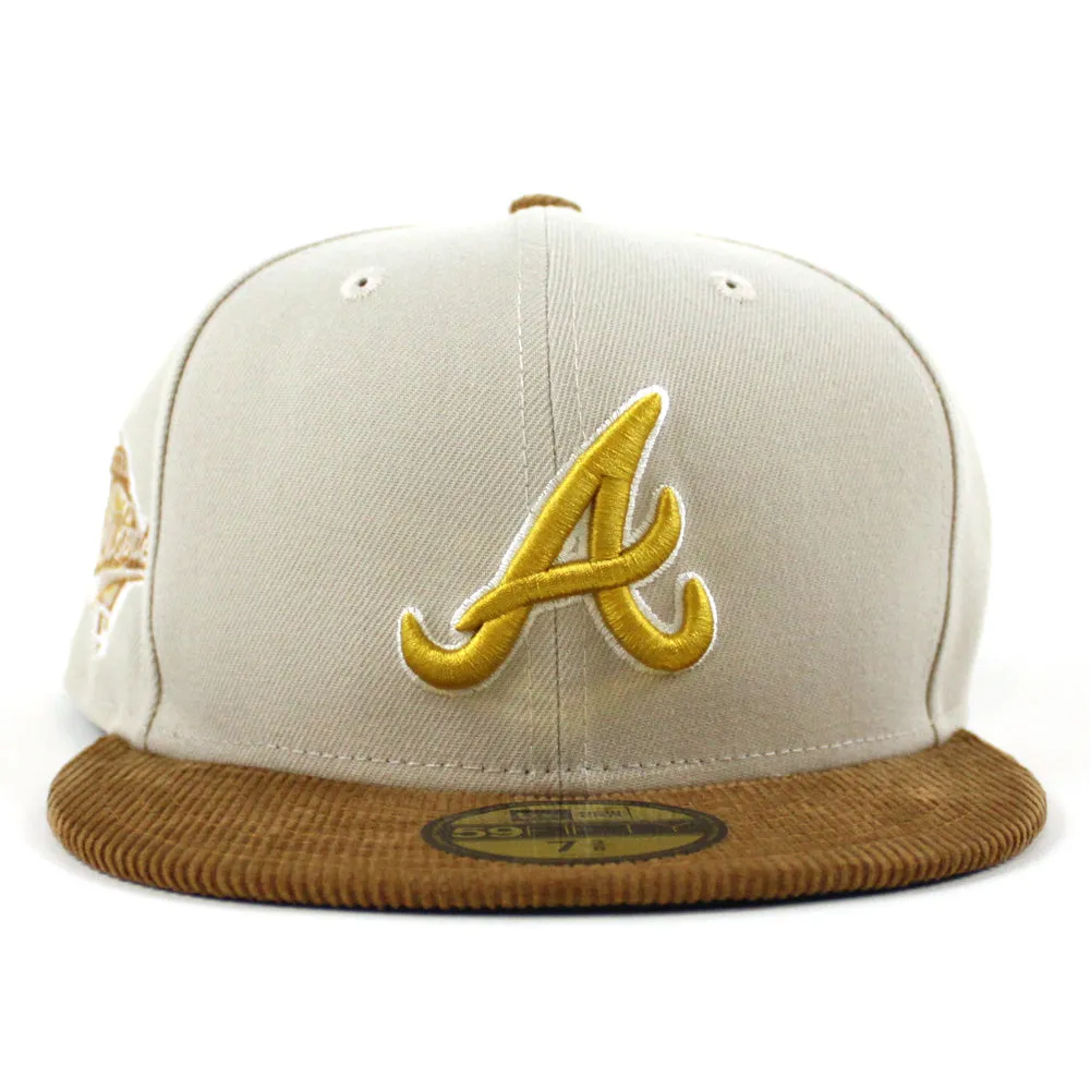 Atlanta Braves 2022 5950 CORD VISOR New Era Fitted Hat (Corduroy Green Under Brim)