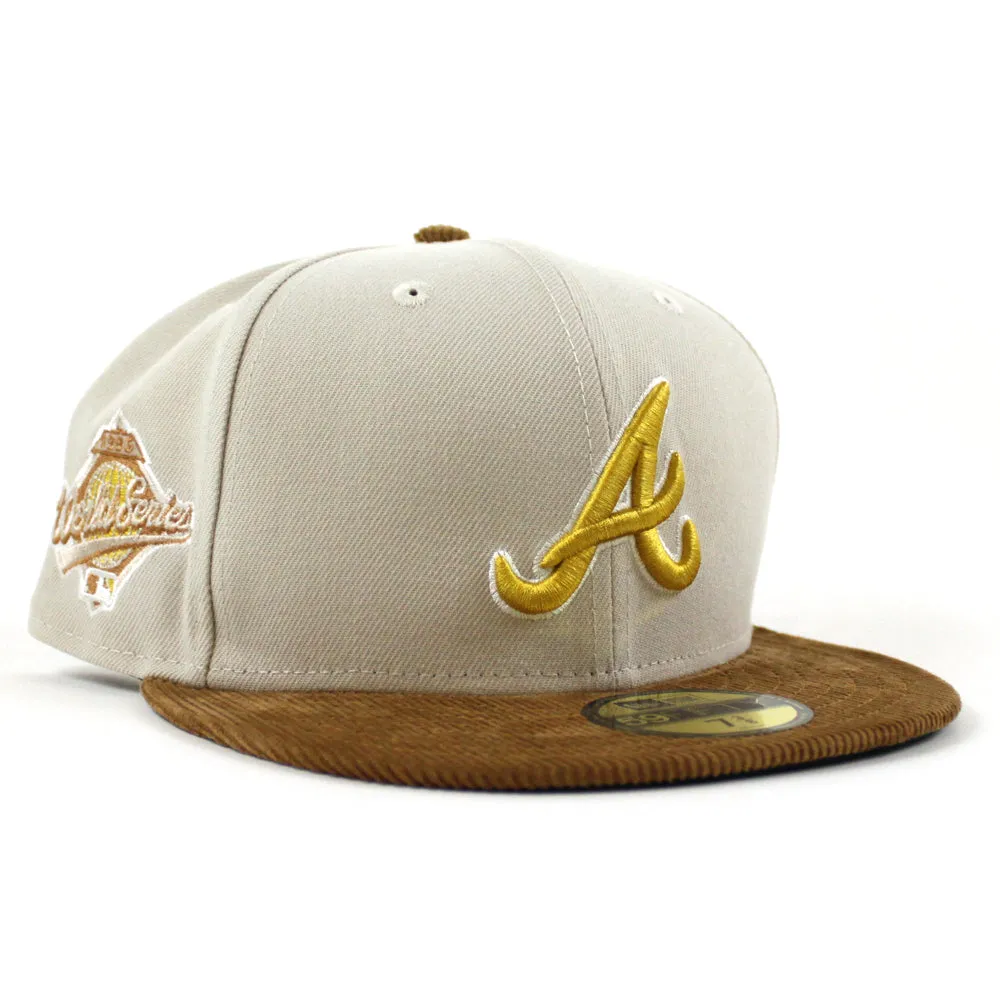 Atlanta Braves 2022 5950 CORD VISOR New Era Fitted Hat (Corduroy Green Under Brim)