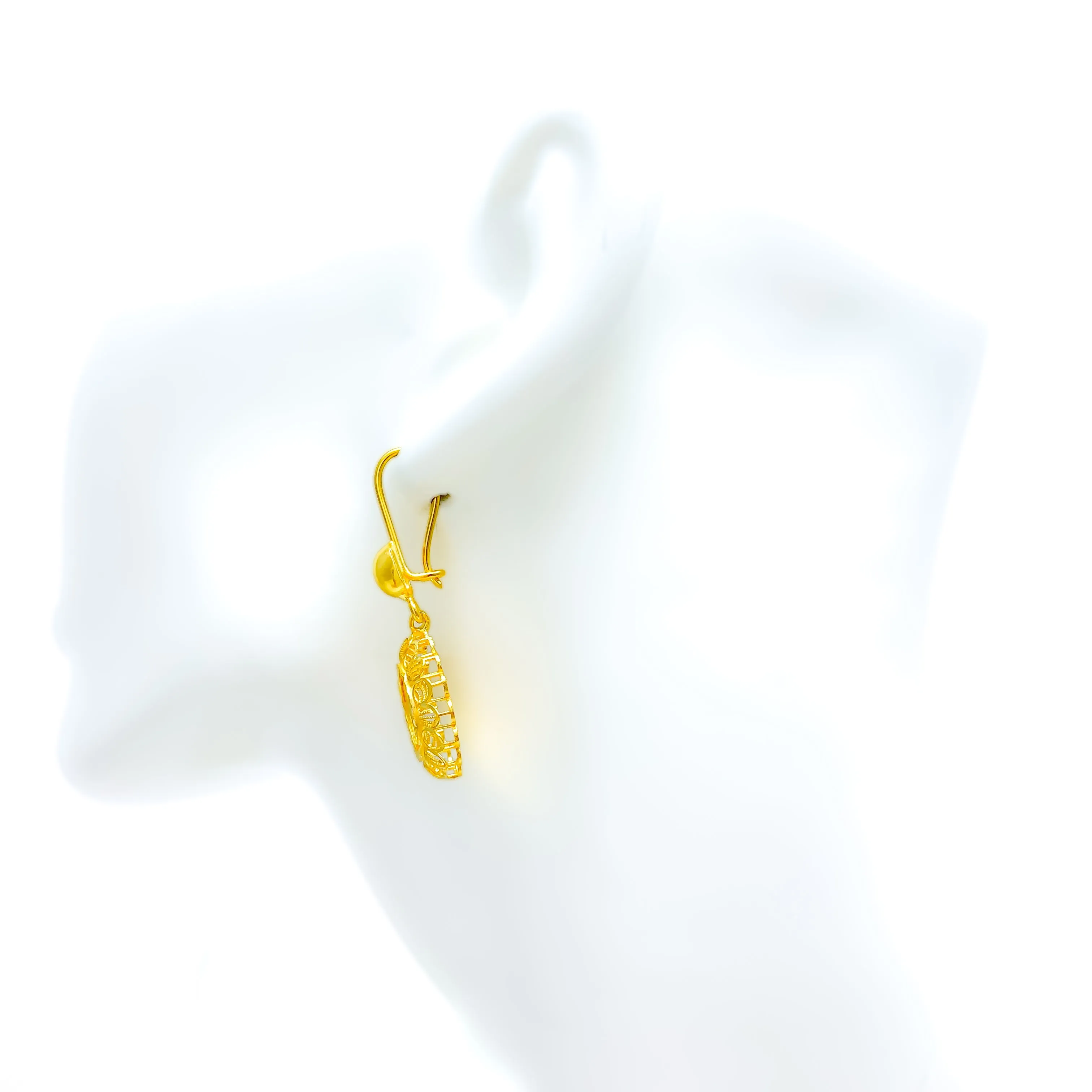 Attractive Dome Flower 21k Gold Coin Hanging Earrings