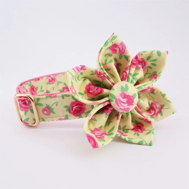 Autumn Design Floral  Personalized ID Collars Leash Set