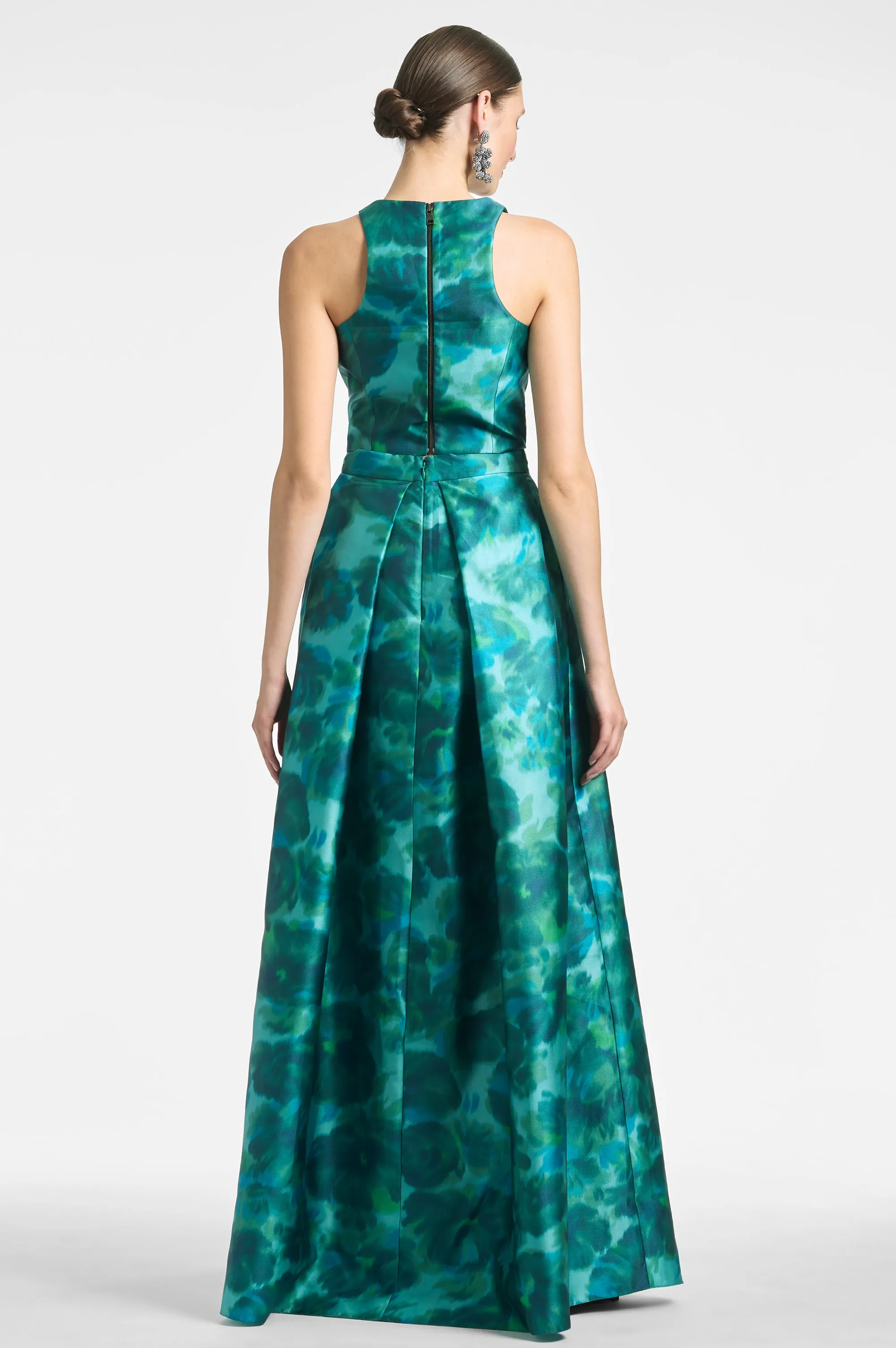 Ava Skirt - Emerald Watercolor Floral