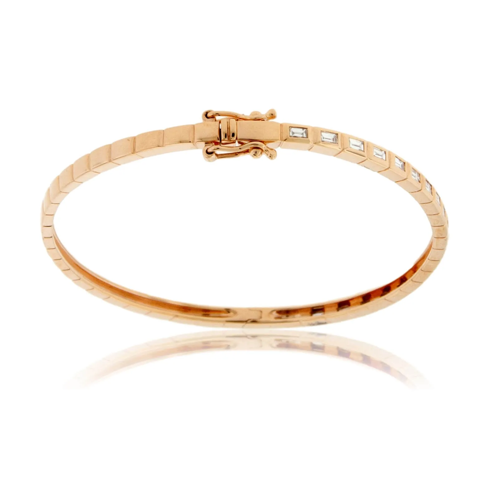 Baguette Diamond Hinge Bangle Bracelet