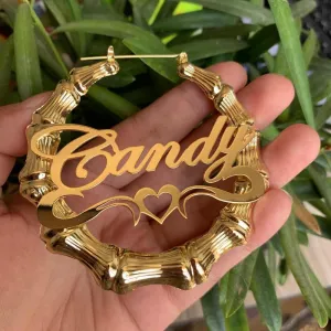 Bamboo Name Earrimgs