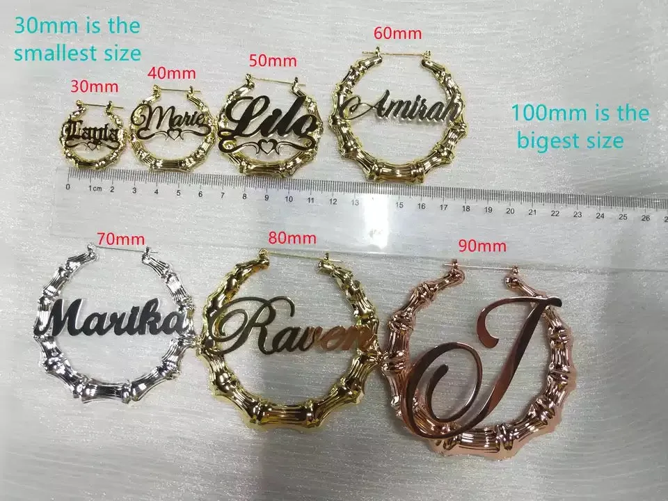 Bamboo Name Earrimgs