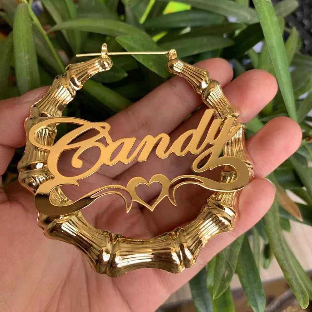 Bamboo Name Earrimgs