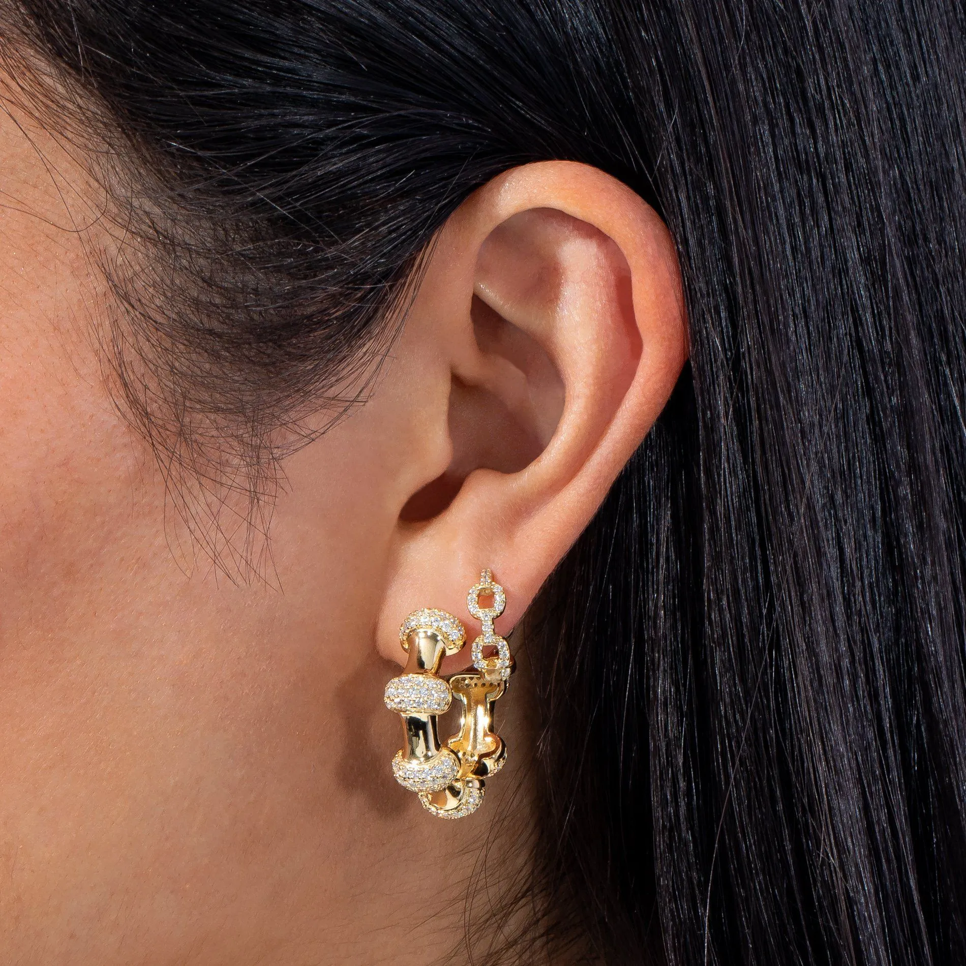 Bamboo Pavé Hoop Earring