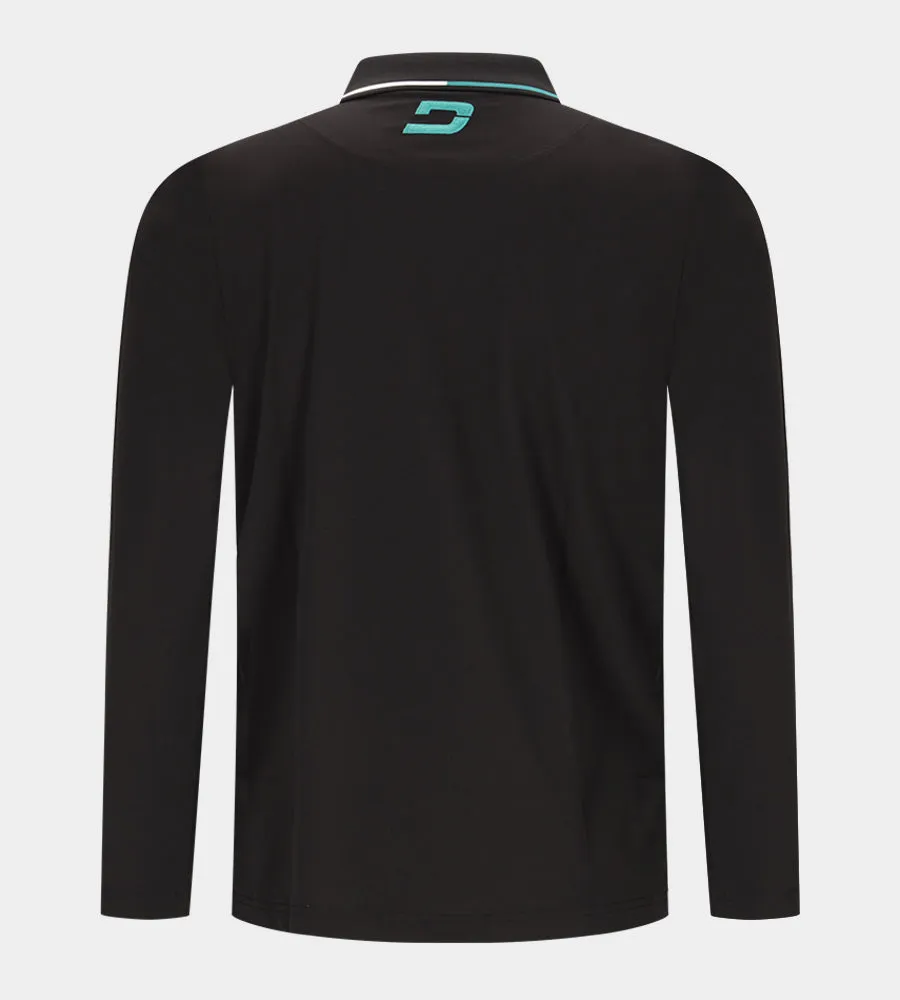 BAND LONG SLEEVE POLO - BLACK