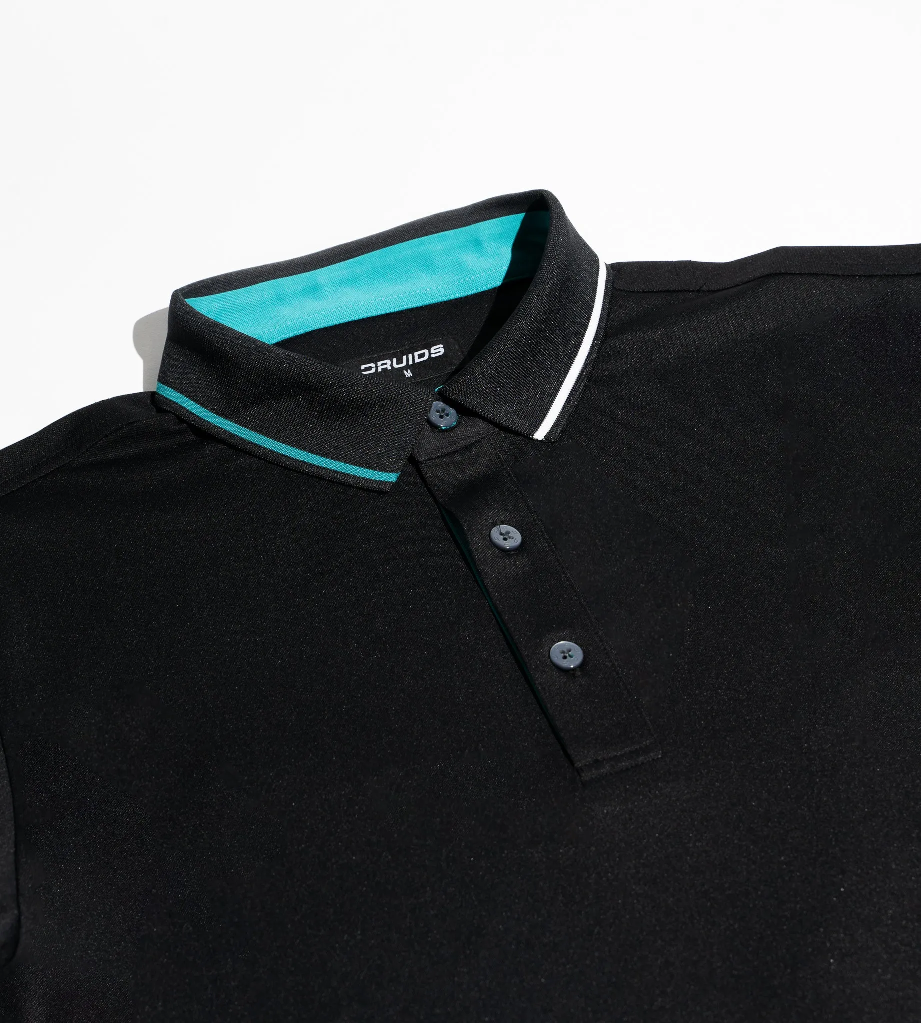 BAND LONG SLEEVE POLO - BLACK