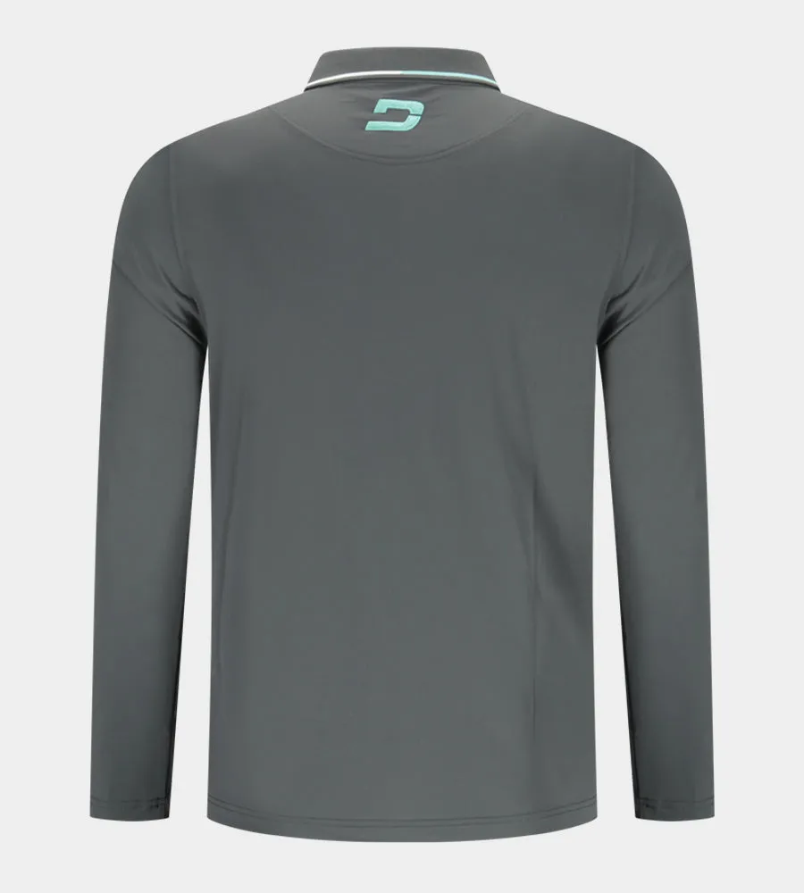 BAND LONG SLEEVE POLO - CHARCOAL