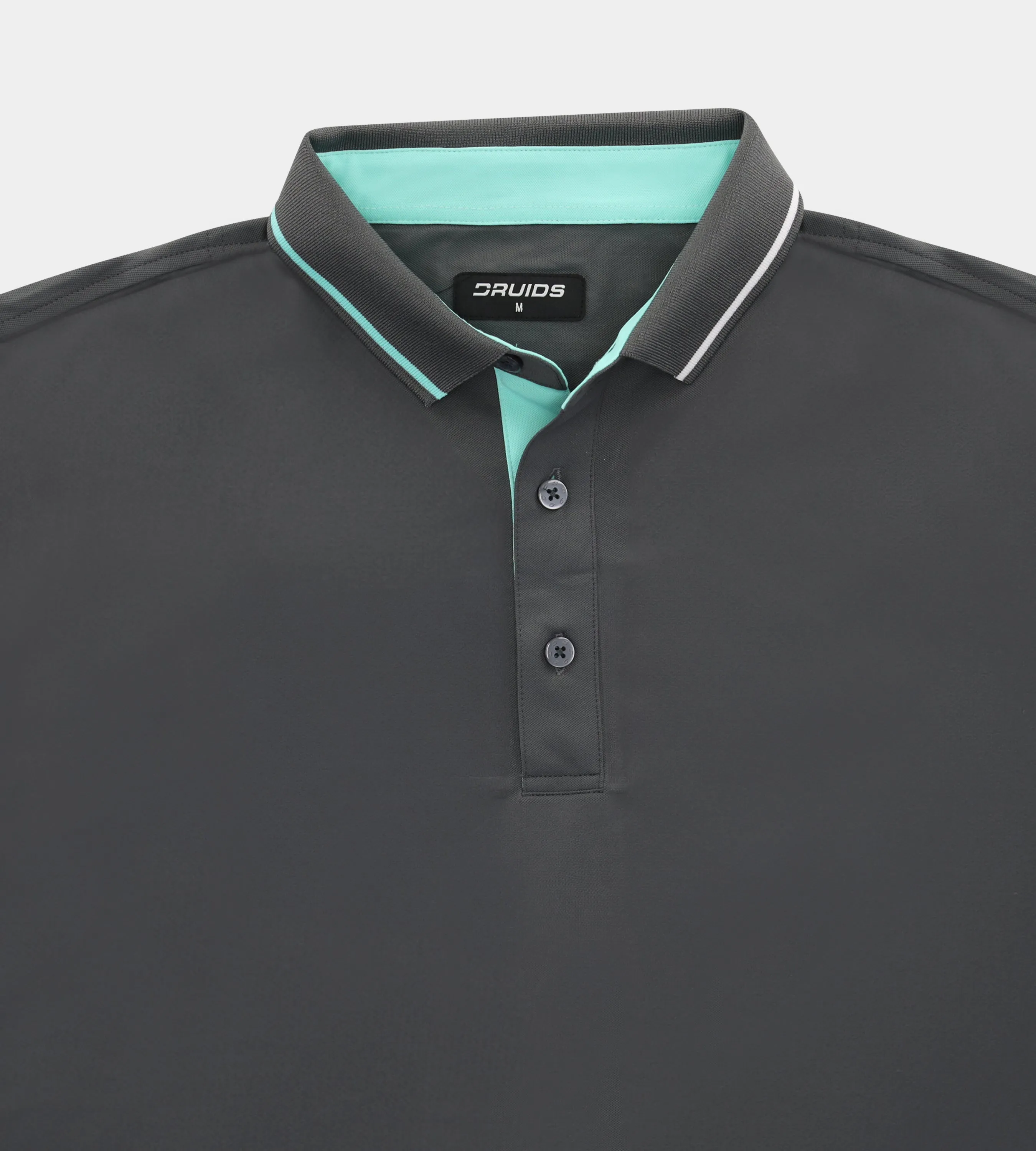 BAND LONG SLEEVE POLO - CHARCOAL