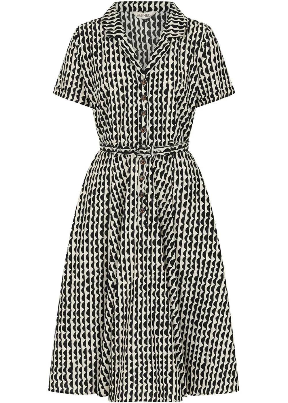 Banned Bella Nature Waves 50's Swing Dress Cream