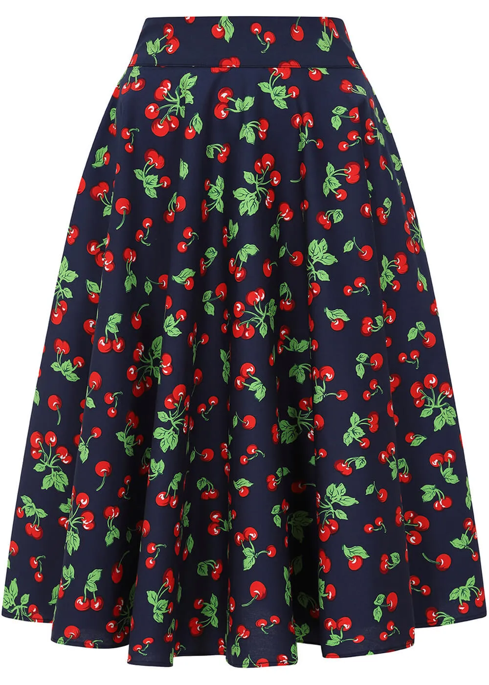 Banned Cary Cherry 50's Swing Skirt Navy