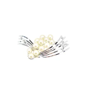 Beaded Mid Century Japanese Saltwater Akoya Vintage Cultured Pearl Brooch- Sterling Silver