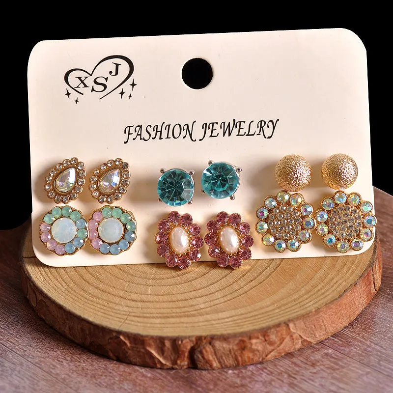 beautiful mix-and-match 6 pairs /set earrings