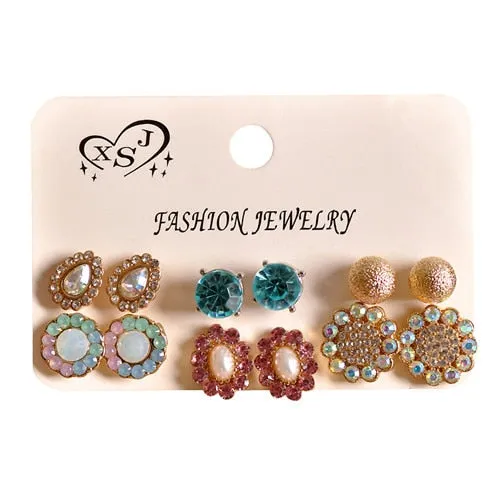 beautiful mix-and-match 6 pairs /set earrings
