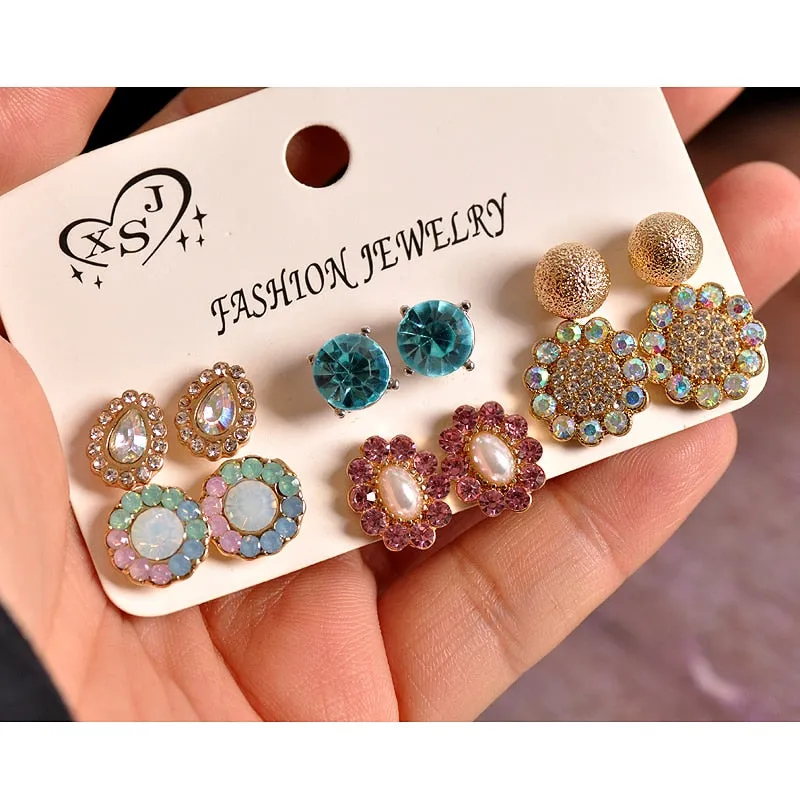 beautiful mix-and-match 6 pairs /set earrings