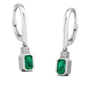 Bezel-Set Emerald and Diamond Dangle Drop Earrings