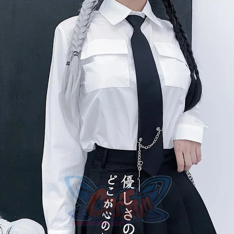 Black Cool Chain School Uniform Wild Fit Couple Black Tie S20054