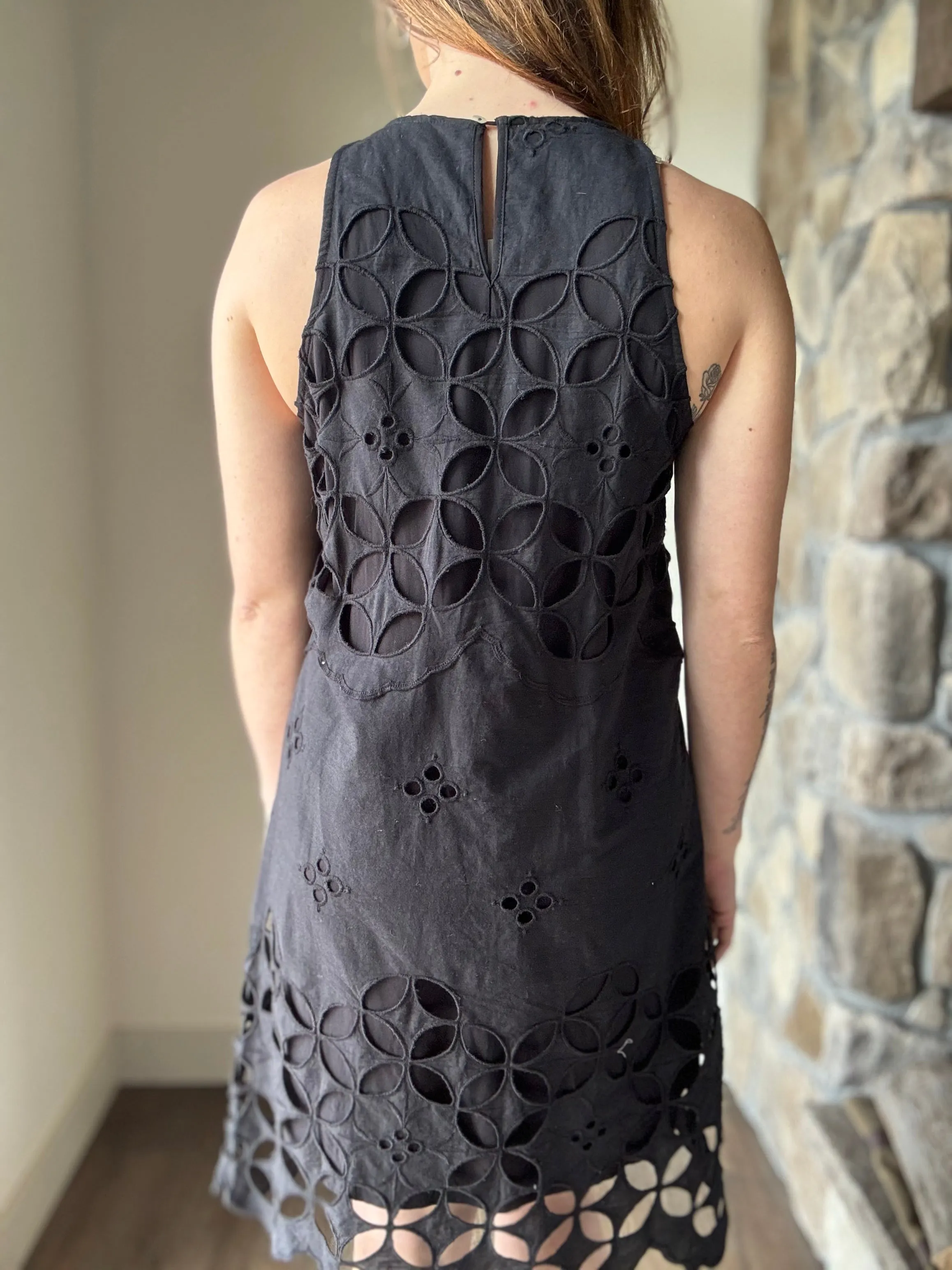 black crochet lace halter dress