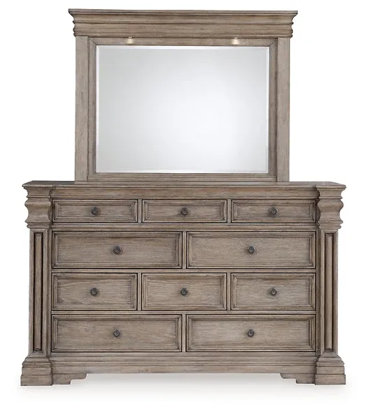 Blairhurst King Panel Bed with Mirrored Dresser