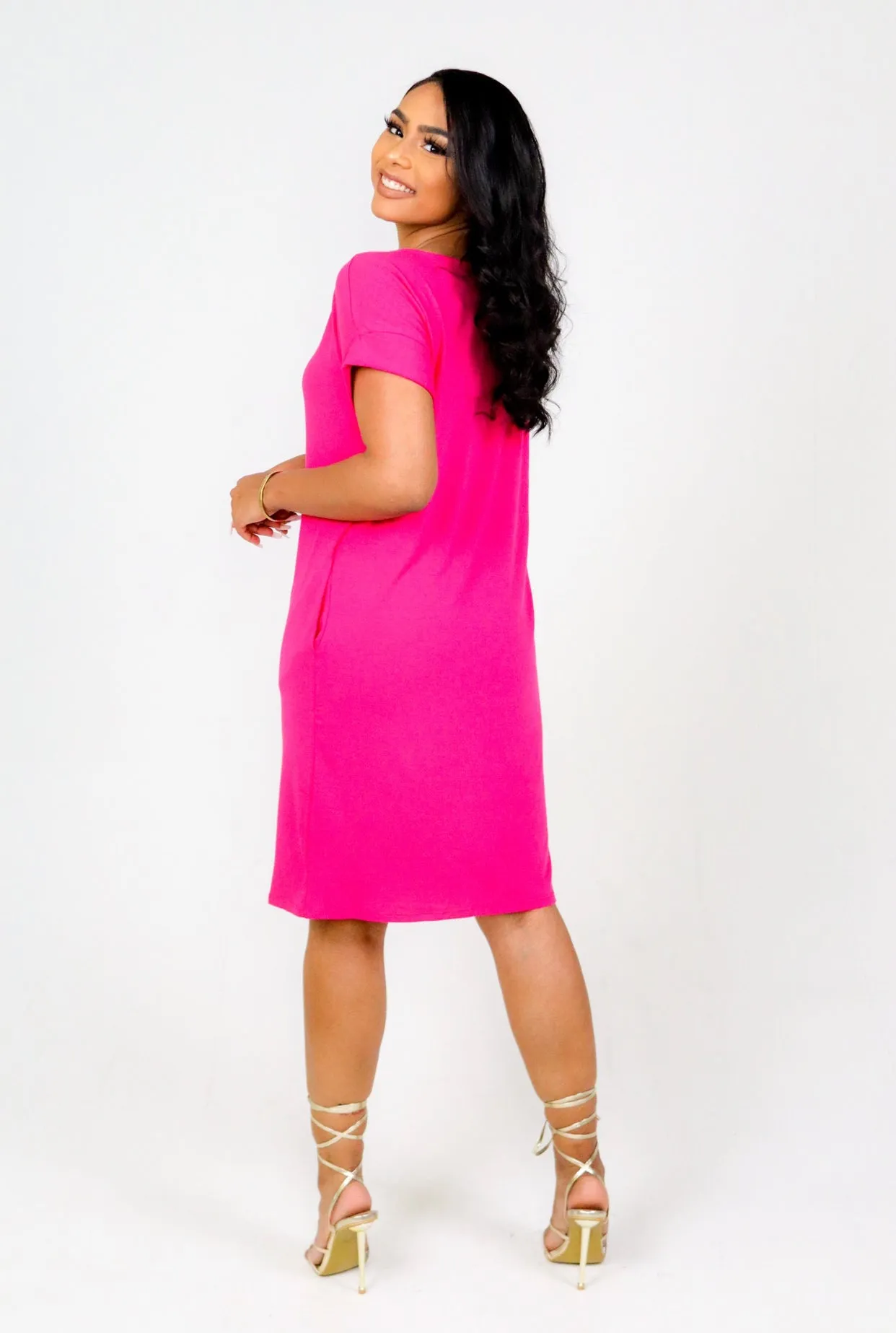 Blossom Shirt Dress (Hot Pink) Final Sale