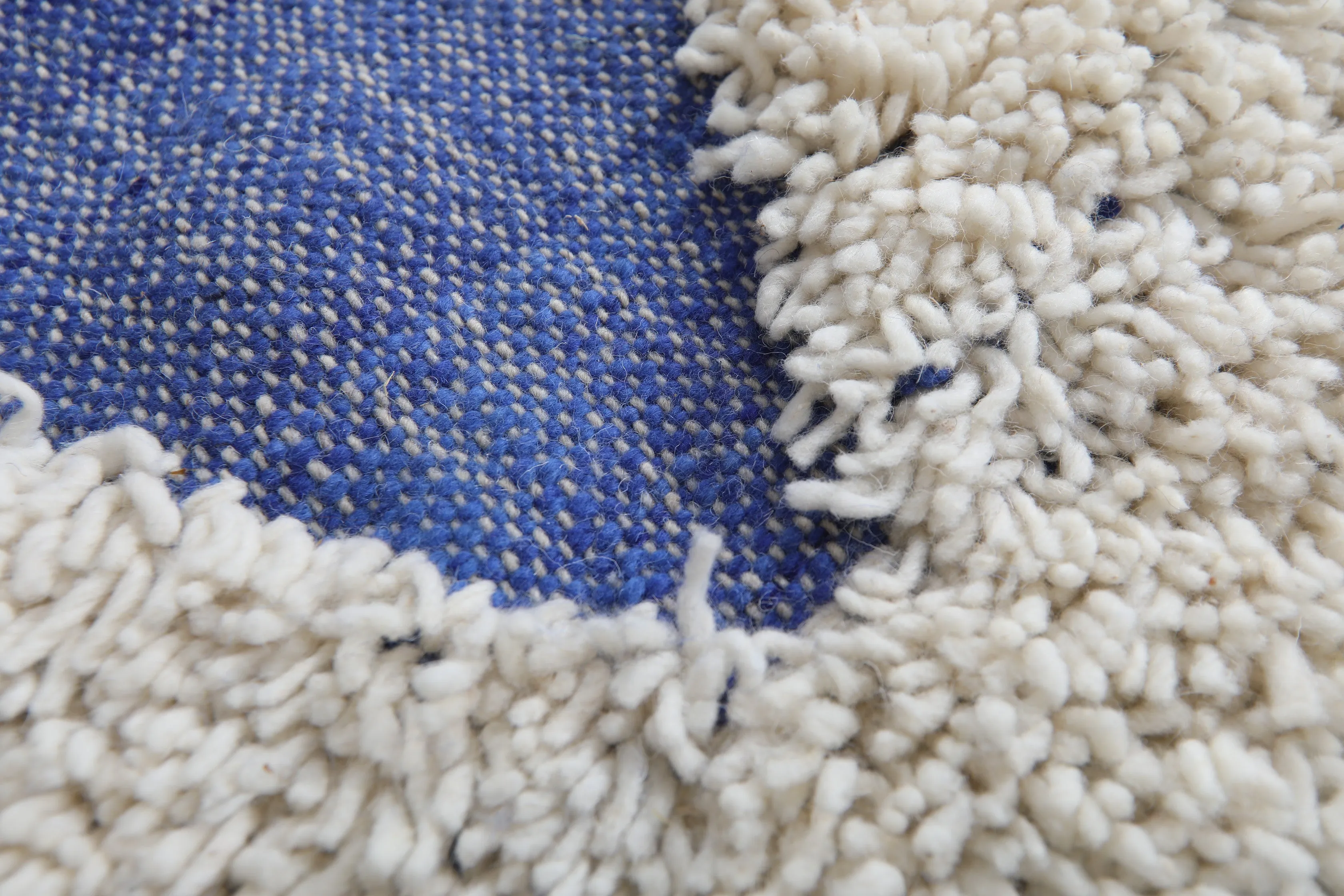 Blue and White Flat Woven Rug - Kilim rug - Custom rug