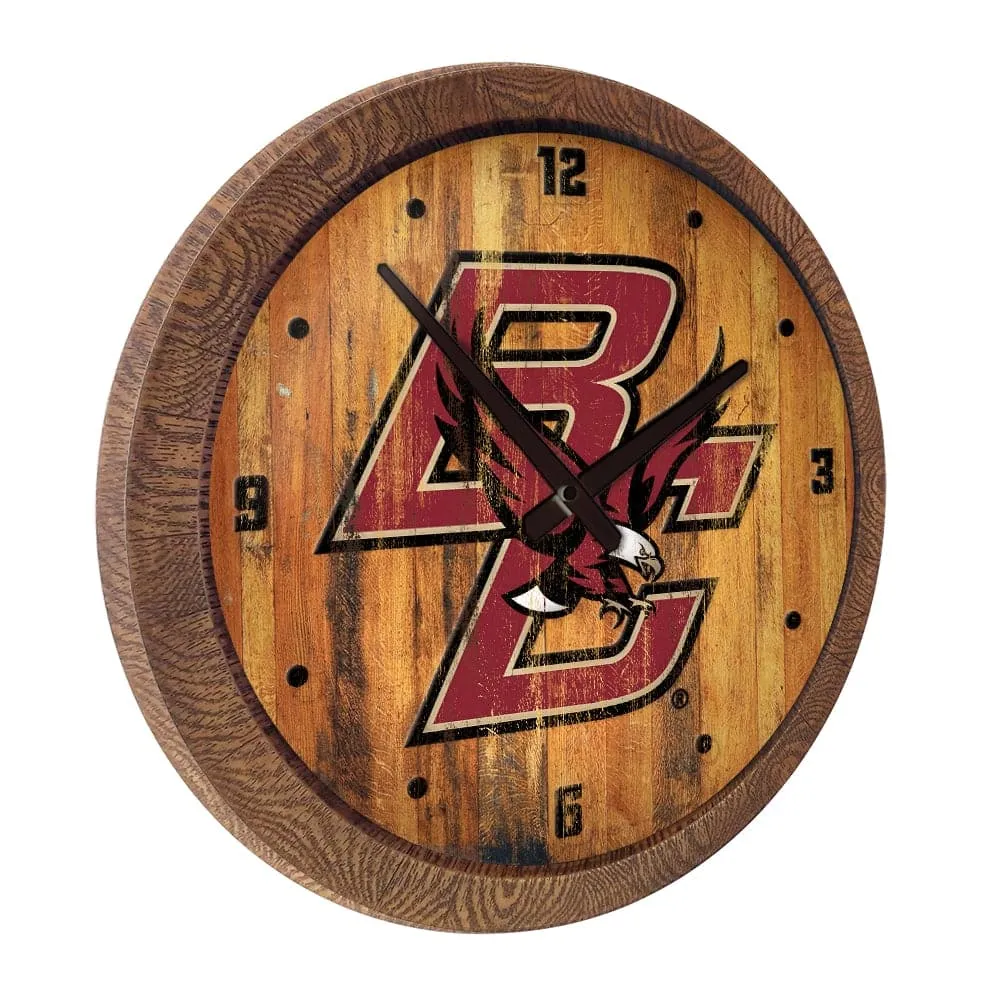 Boston College Eagles: Weathered "Faux" Barrel Top Wall Clock
