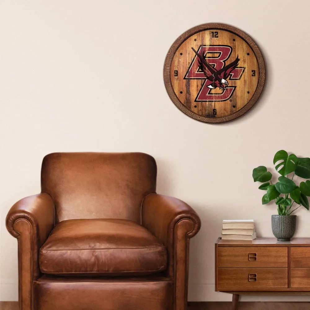 Boston College Eagles: Weathered "Faux" Barrel Top Wall Clock
