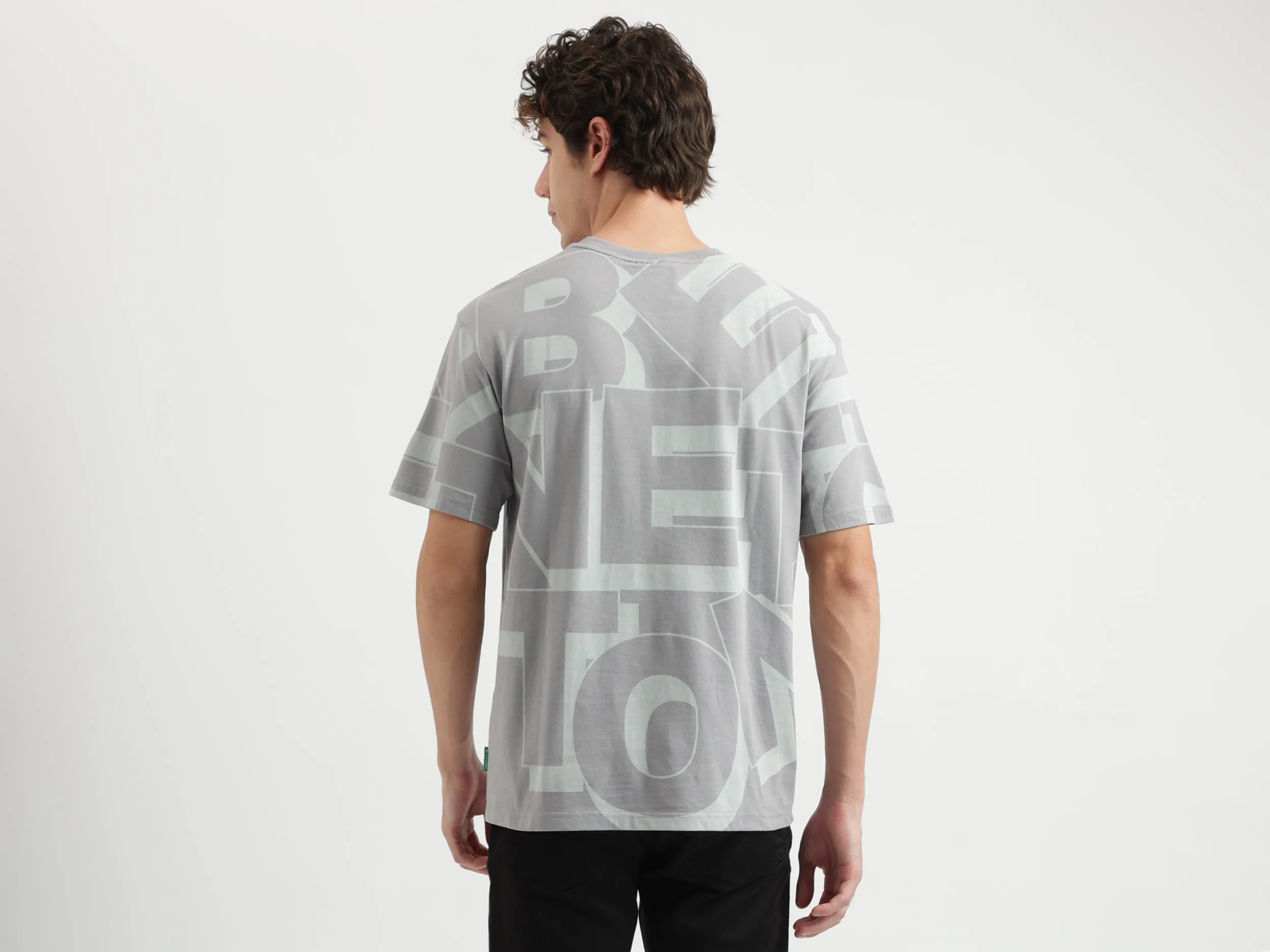 Boxy Fit Round Neck Printed Pattern T-shirt