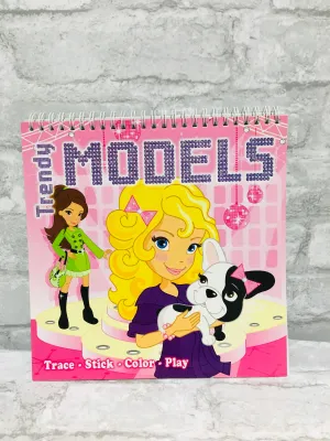 Brand new Top Fashion Model Trace, colour, stick, play activity book! Create your own collection by designing almost 50 trendy outfits for your top models!