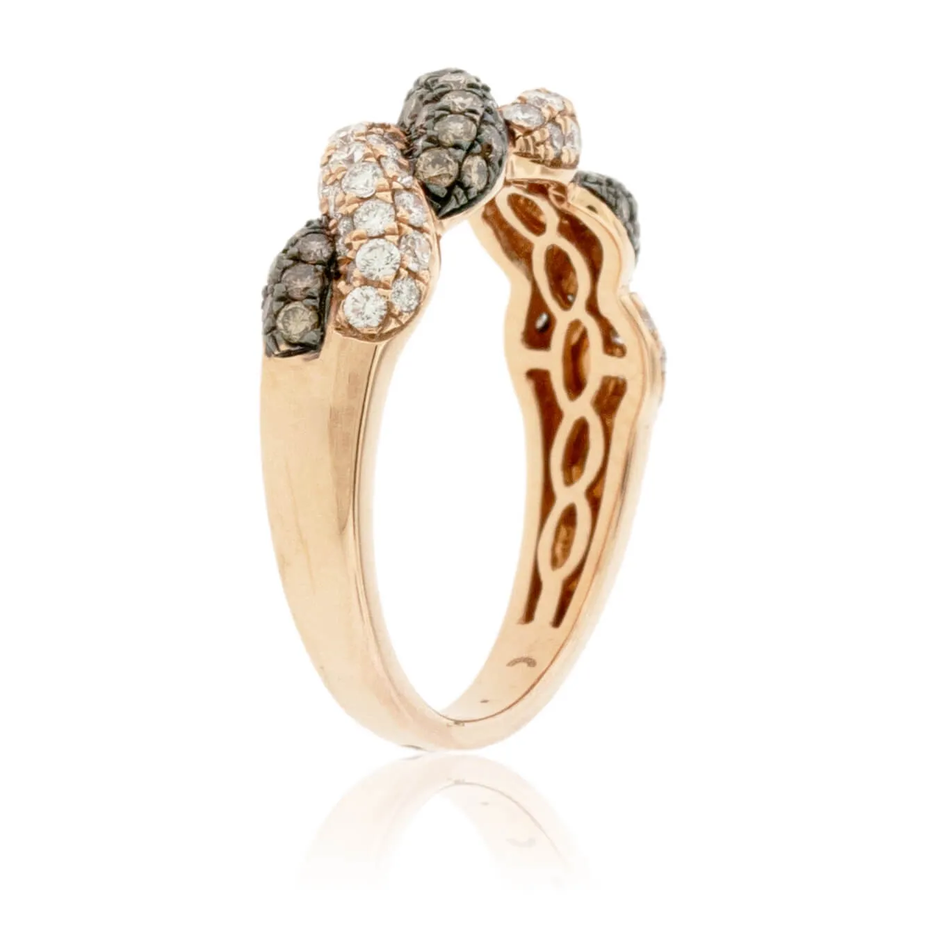 Brown and White Diamond Alternating Ring