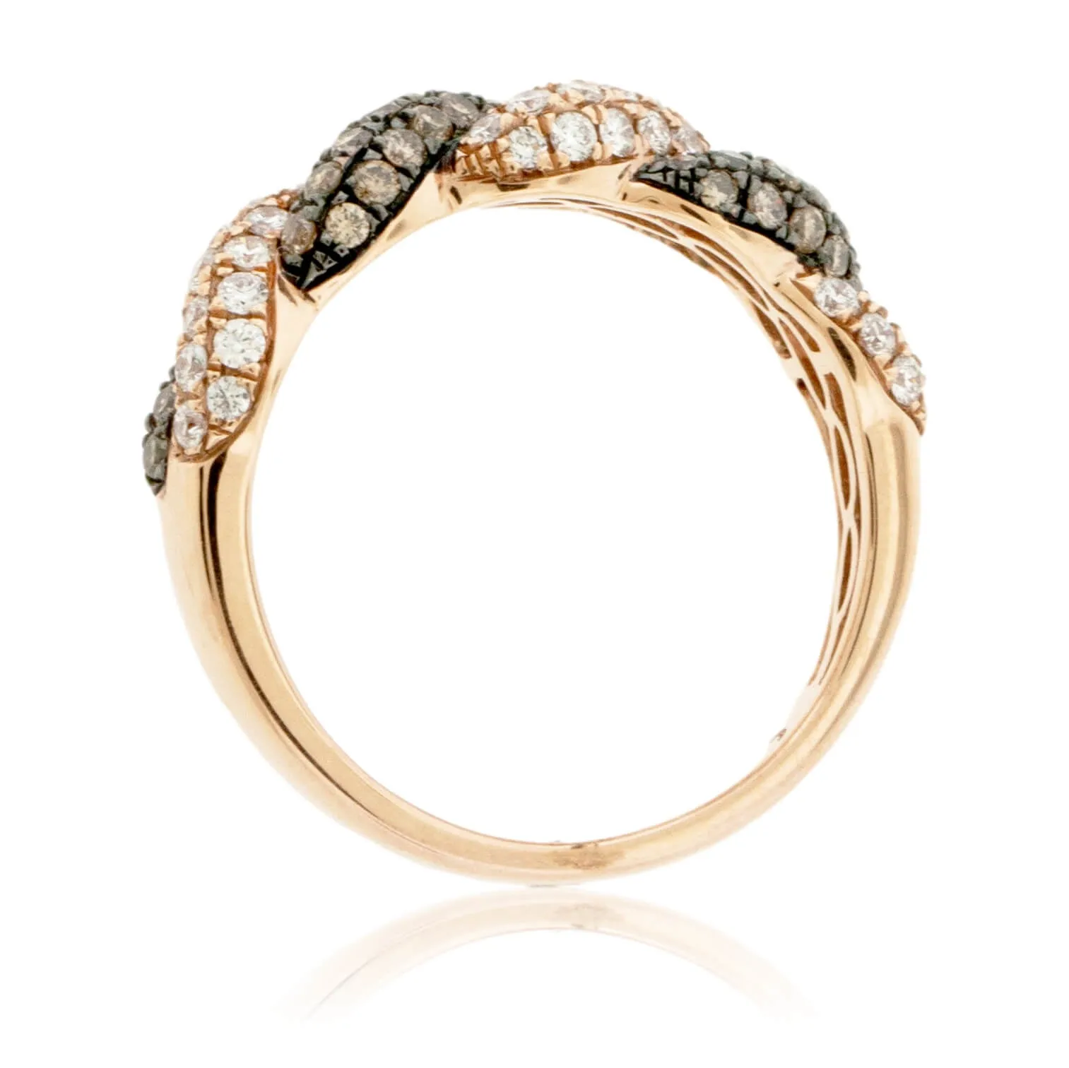 Brown and White Diamond Alternating Ring