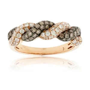 Brown and White Diamond Alternating Ring