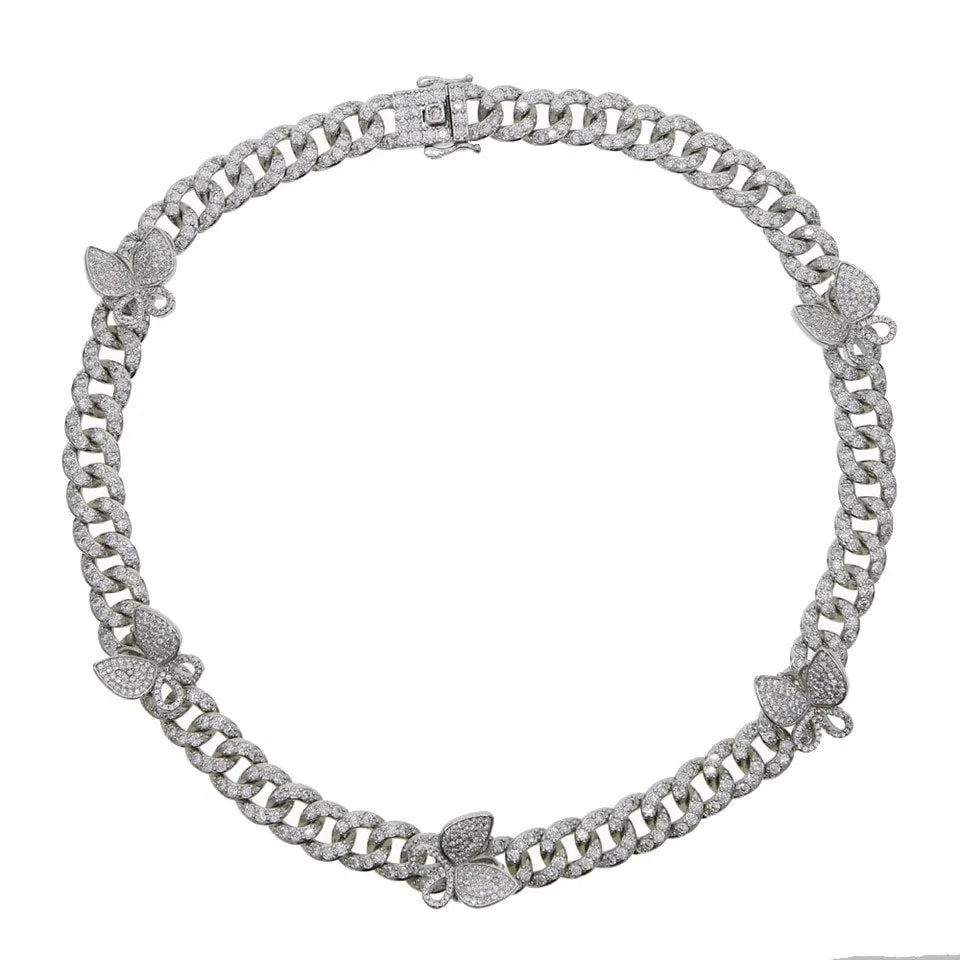Butterfly Cuban choker chain necklace