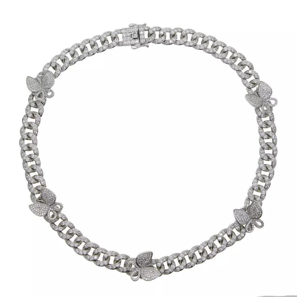 Butterfly Cuban choker chain necklace