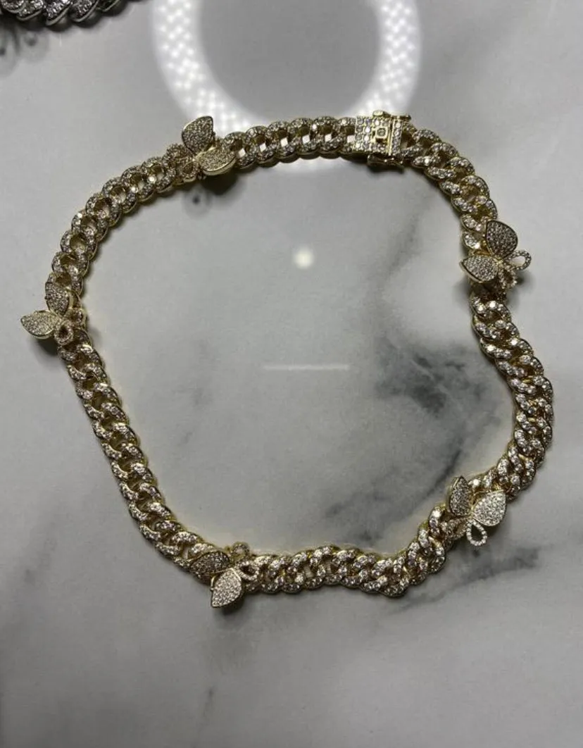 Butterfly Cuban choker chain necklace