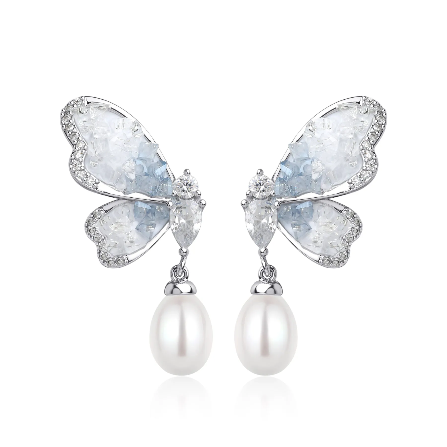 Butterfly Oval Pearl Earrings