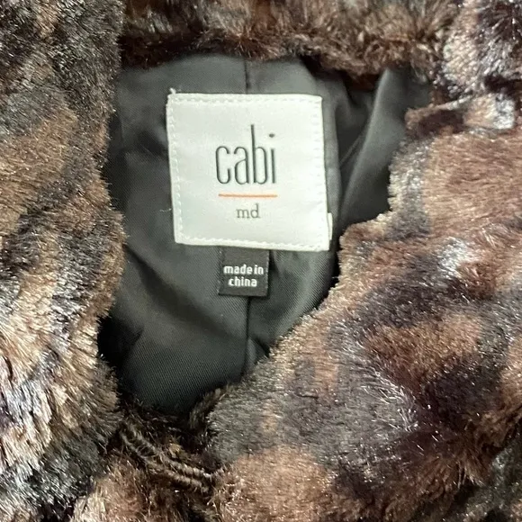Cabi Minka Soft Brown Black Animal Print Coat