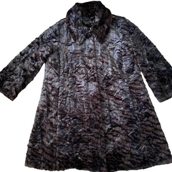 Cabi Minka Soft Brown Black Animal Print Coat