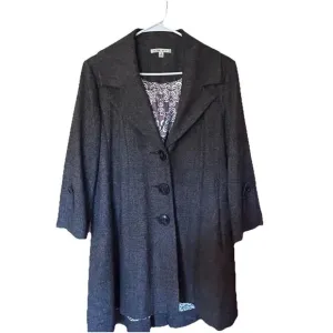 CABI Women’s Gray Wool Tweed Lined Shakespeare Swing Preppy Coat Size 6
