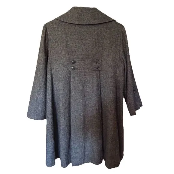 CABI Women’s Gray Wool Tweed Lined Shakespeare Swing Preppy Coat Size 6