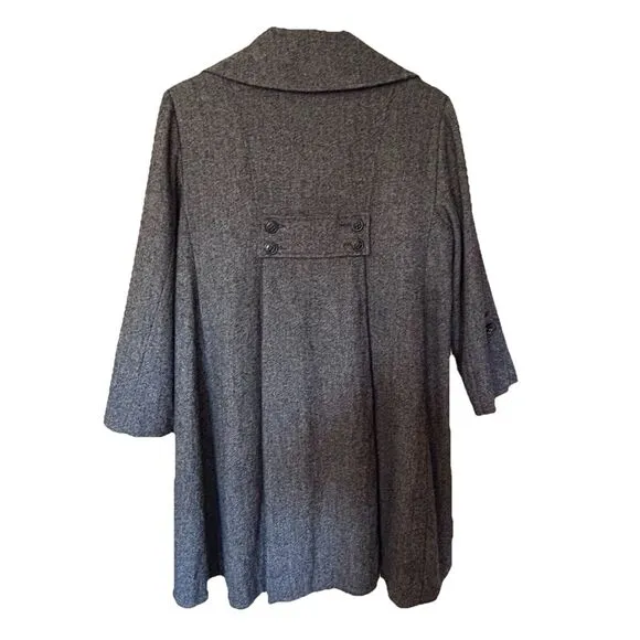 CABI Women’s Gray Wool Tweed Lined Shakespeare Swing Preppy Coat Size 6