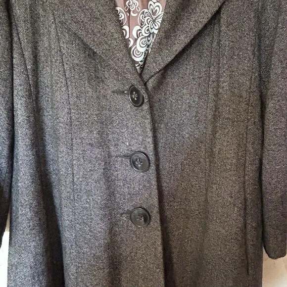 CABI Women’s Gray Wool Tweed Lined Shakespeare Swing Preppy Coat Size 6
