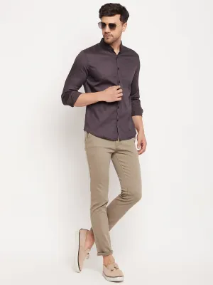 Camla Barcelona Button Up Full Sleeve Anthra Shirt For Men