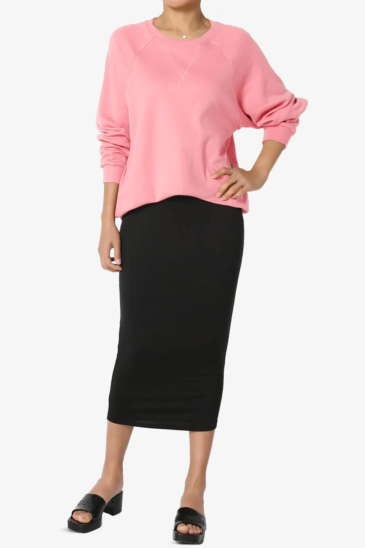 Carlene Cotton Raglan Sleeve Pullover Top PLUS